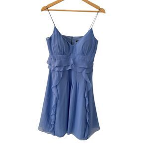 Nanette Lepore Periwinkle Blue Spaghetti Strap V-Neck Short Fit + Flare Dress 10